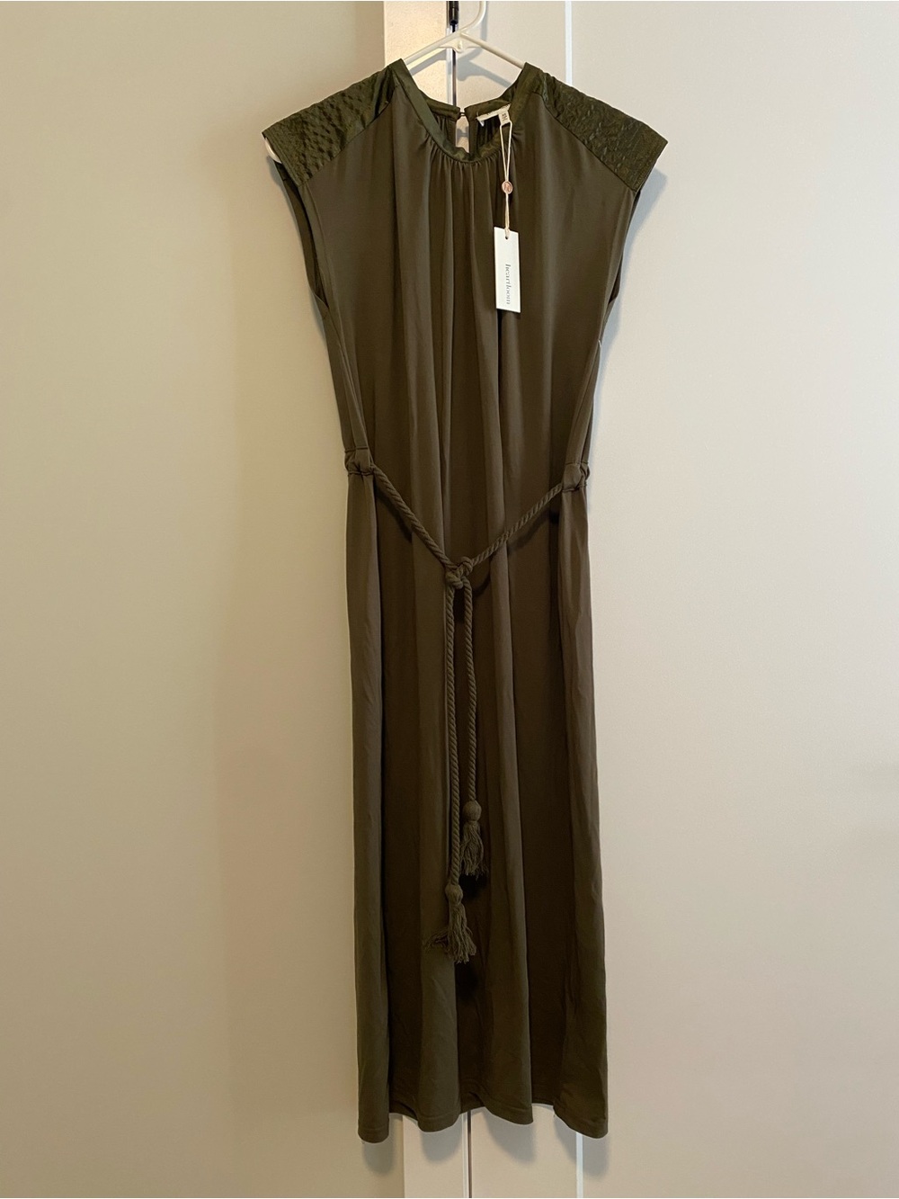 Heartloom Olive Green Sleeveless Dress with Rope Tie